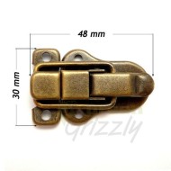 Clip toggle latch snap hook fastener, 48 x 30 mm., AJB, 2 pcs., Antique Brass