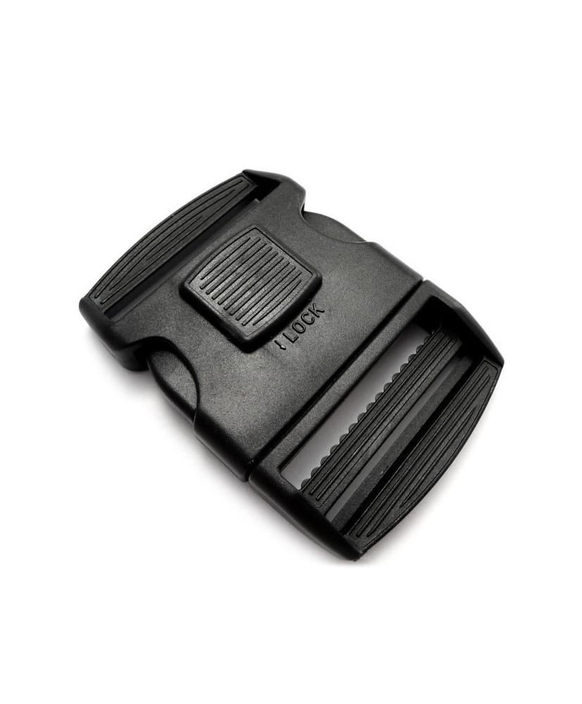 Lockable plastic single adjusting side release buckle for 50 mm webbing, Black,  APG