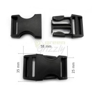 Plastic single adjusting side release buckles for 25 mm webbing , Black,  AHF