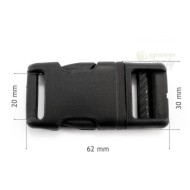 Plastic single adjusting side release buckles for 20 mm webbing, Black,  AOM