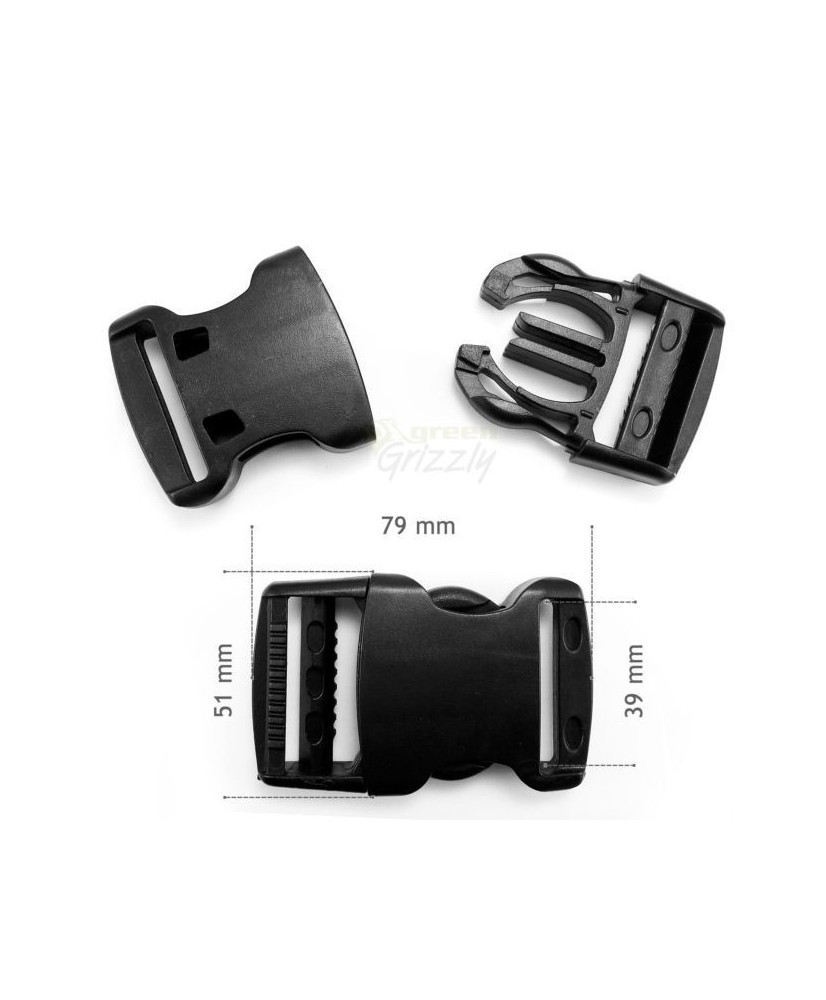 Plastic Clasp Side Release Buckle Black 2 Inches Webbing Strap