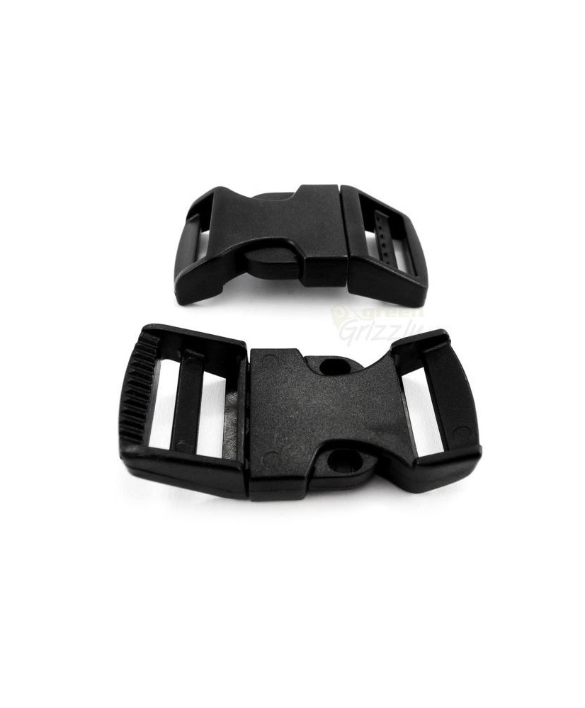 Dog collar curved single adjusting side release buckle for 20 mm webbing, Black, AHG