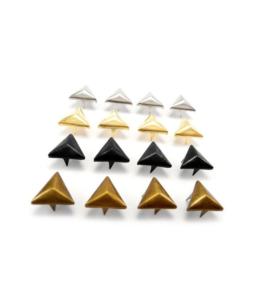 Solid Brass Tetrahedron Studs Punk Rock Leather Bag Craft Biker, 12 mm, AHW