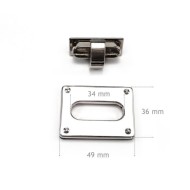 Craft Case Clasp Turnlock Bag Purse Belt Twist Turn Lock Size 49 mm, Nickel, AQ3