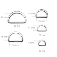 Molded solid cast flat D rings buckles for webbing different sizes and colours