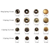 15 mm - Ring spring, Poppers Snap fastener Press stud Sewing Leather craft Clothes Bags, A3M
