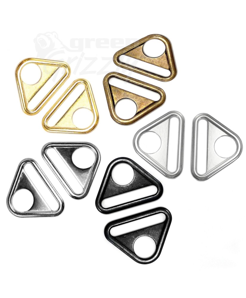 Solid cast large D Ring buckles snap hook adjusters triangle with bar molded, Nickel, APQ
