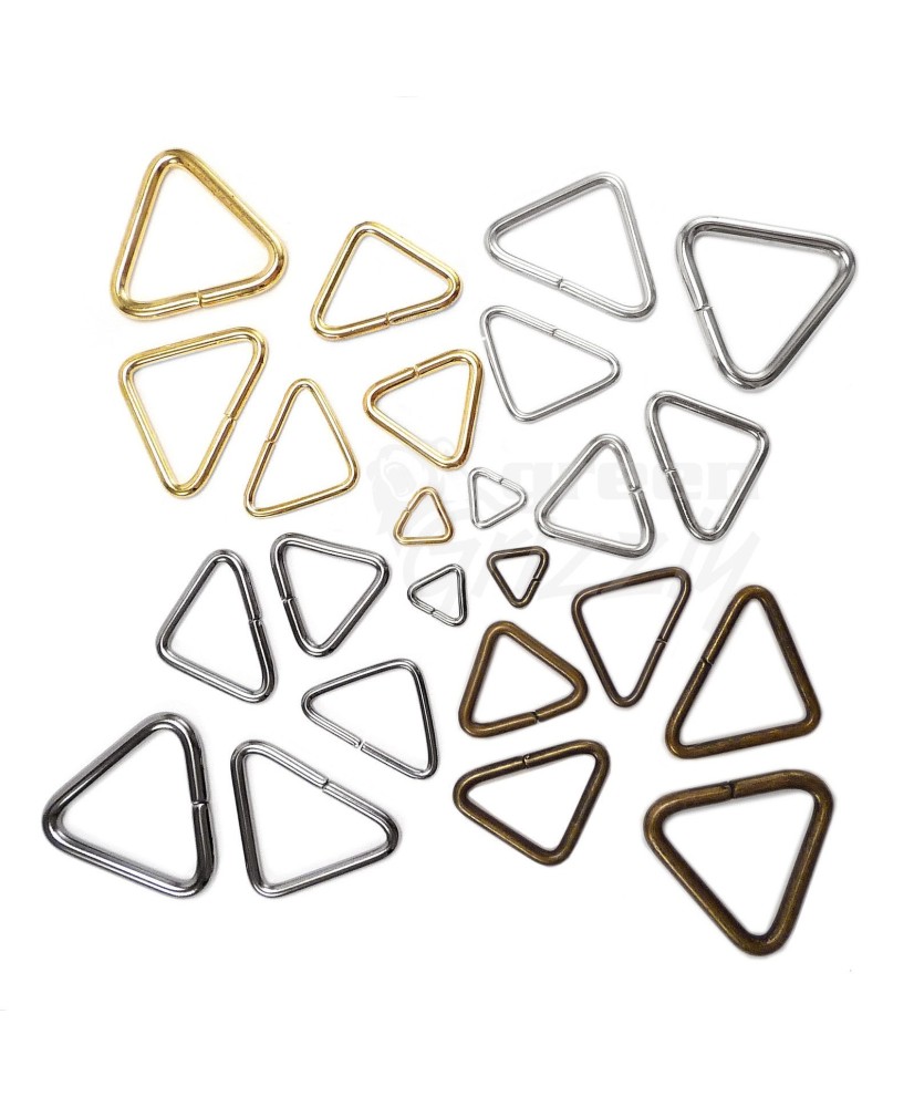 Triangular open rings metal jump buckles for webbing different sizes and colours