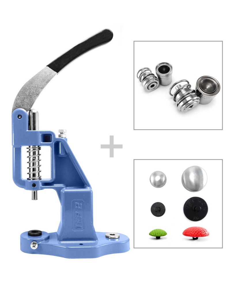 Professional button making press + 2 dies + 100 domed blanks mould machine, S032