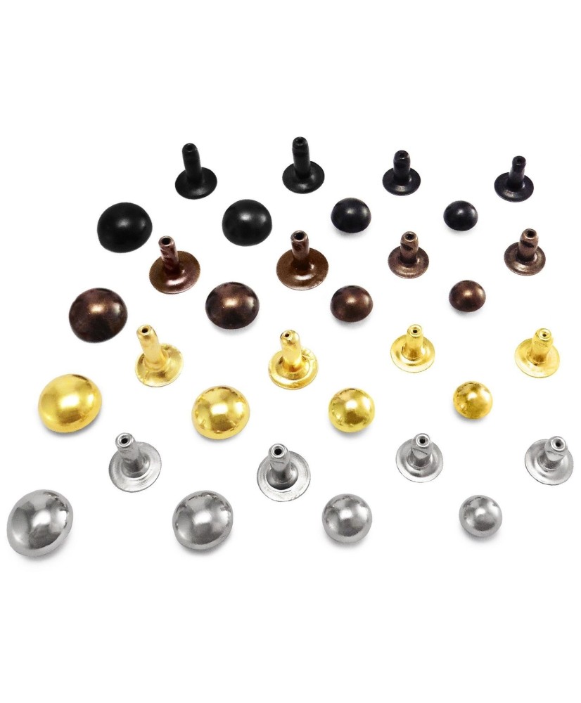 Domed single cap rivets 6, 7, 9 or 10 mm cap diameter Studs Sewing Leather