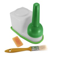 Non Spill Glue Pot + Brush + Rubber Cement Keeper Leather Craft, AOR+BCG
