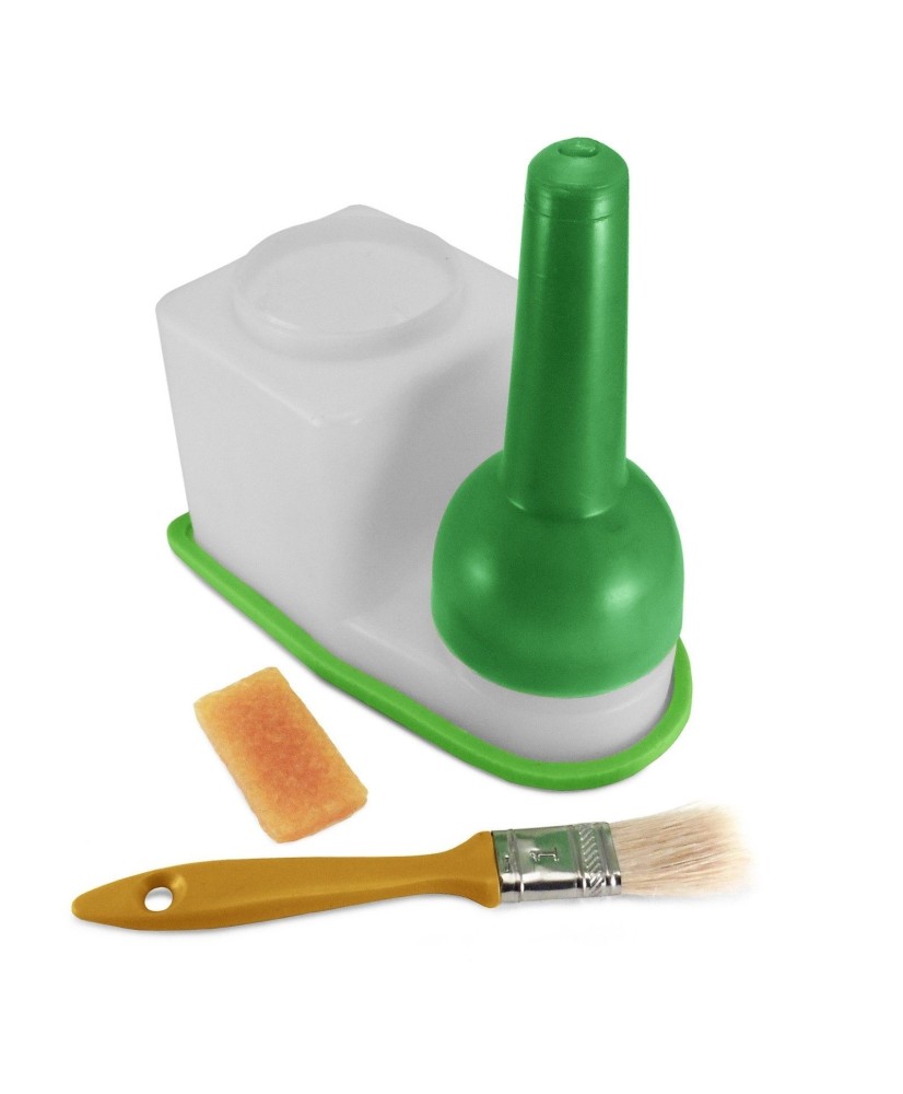 Non Spill Glue Pot + Brush + Rubber Cement Keeper Leather Craft, AOR+BCG