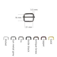 Metal sliding bar strap adjuster buckles slider 1", 1 1/4", 1 1/2" - 20 25 30 mm