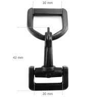 Black plastic lobster clasp swinging hook and D ring for 20 25 30 40 mm webbing