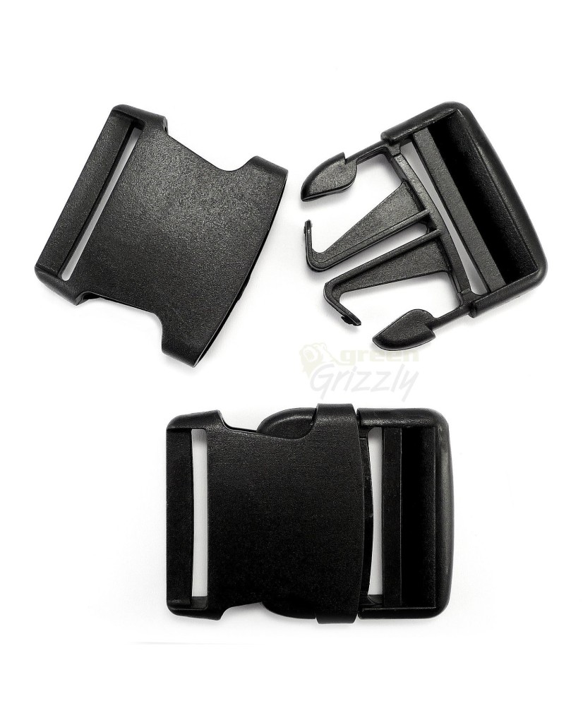 Black Plastic single adjusting side release buckle for 50 mm webbing bag, AIG