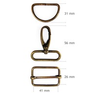 Bag Clasps Lobster and strap adjuster and D ring for 40mm webbing ATD+BDK+AK6