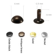Domed single cap rivets 6, 7, 9 or 10 mm cap diameter Studs Sewing Leather