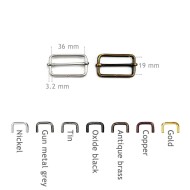 Metal sliding bar adjuster buckles - 1" (26mm), 1 1/4" (30mm), 1 1/2" (41mm)