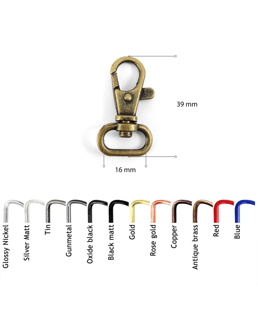 Bag Clasps Lobster Swivel Trigger Clips Snap Hook, for 15 mm strapping AOW