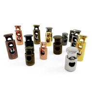 Solid brass color plated cord stopper lock end toggles with metal spring