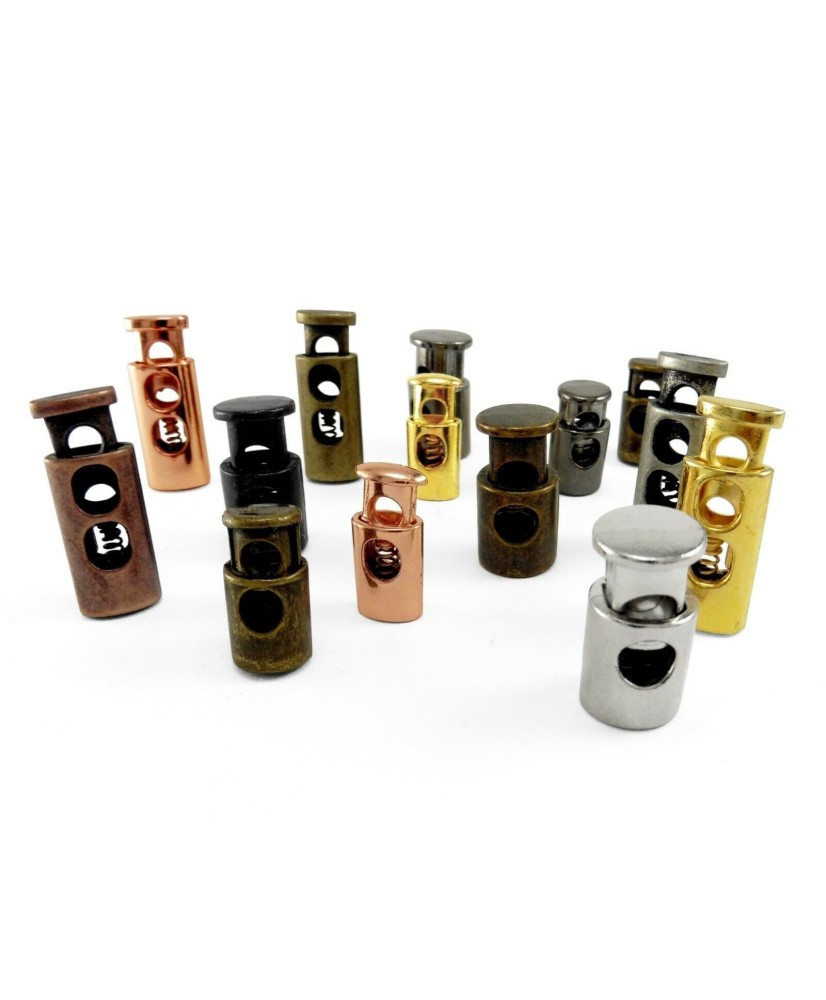 Solid brass color plated cord stopper lock end toggles with metal spring